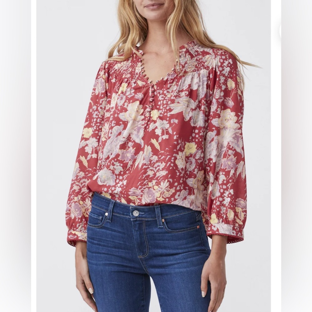 PAIGE Women's Jaylee Top In Multi Jungle Cat Muted Red
